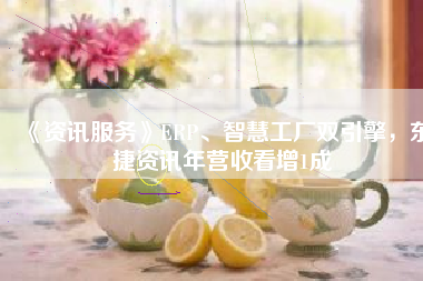 《資訊服務(wù)》ERP、智慧工廠雙引擎，東捷資訊年?duì)I收看增1成